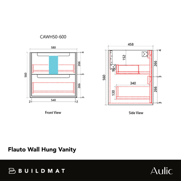 Aulic Flauto 600mm Wall Hung Vanity