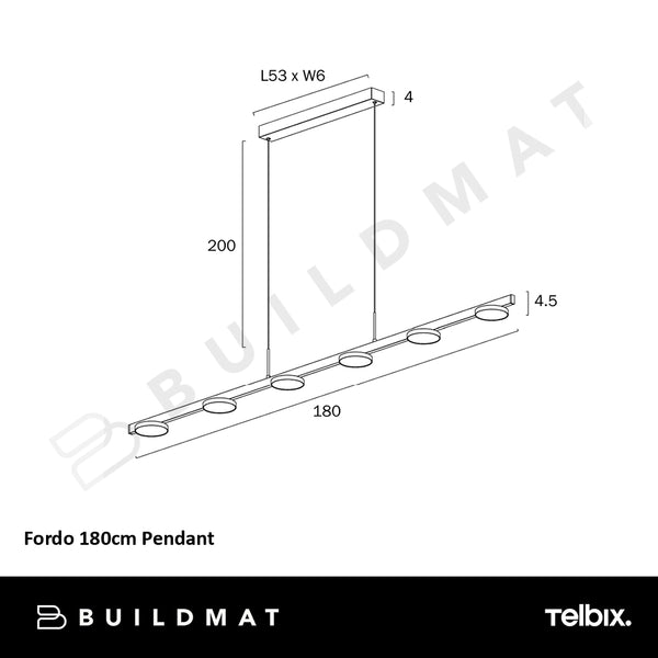 Telbix Fordo 180cm Pendant Black