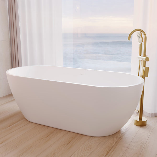 Fienza 1680mm Koko Freestanding Acrylic Bath with Overflow Matte White