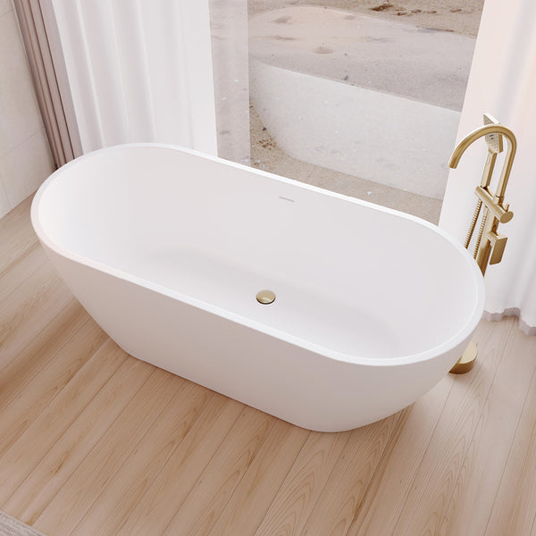Fienza 1680mm Koko Freestanding Acrylic Bath with Overflow Matte White