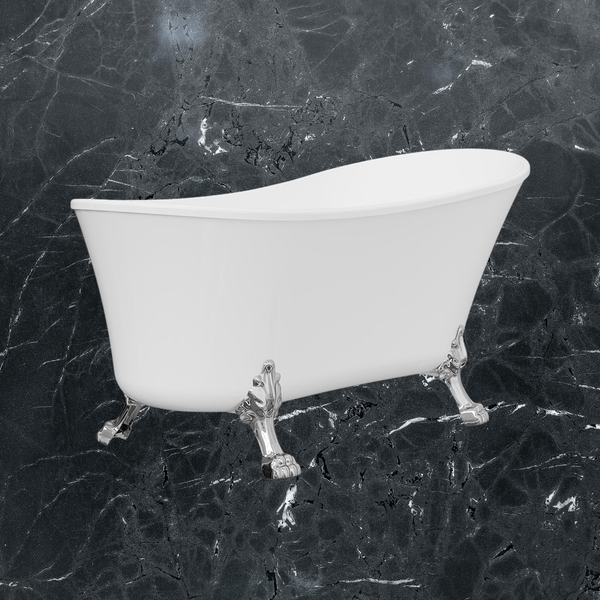 Fienza 1500mm Clawfoot Freestanding Acrylic Bath Gloss White