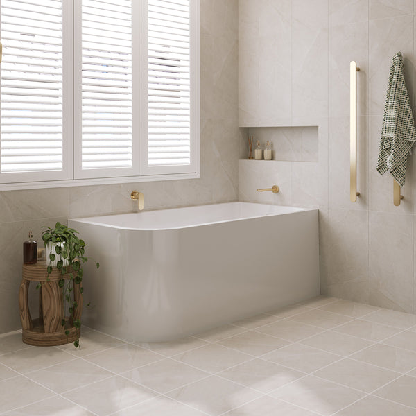 Fienza Hustle Left-Hand Multi-Fit Acrylic Bath with Overflow 1500mm White