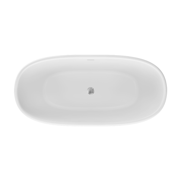 Fienza Eden 1550mm Freestanding Acrylic Bath with Overflow Gloss White