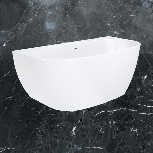 Fienza Keeto Back To Wall Acrylic Bath 1500mm with Overflow White