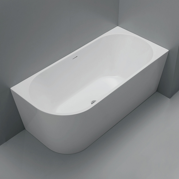 Fienza Isabella Left Hand Acrylic Corner Bath 1500mm with Overflow Matte White