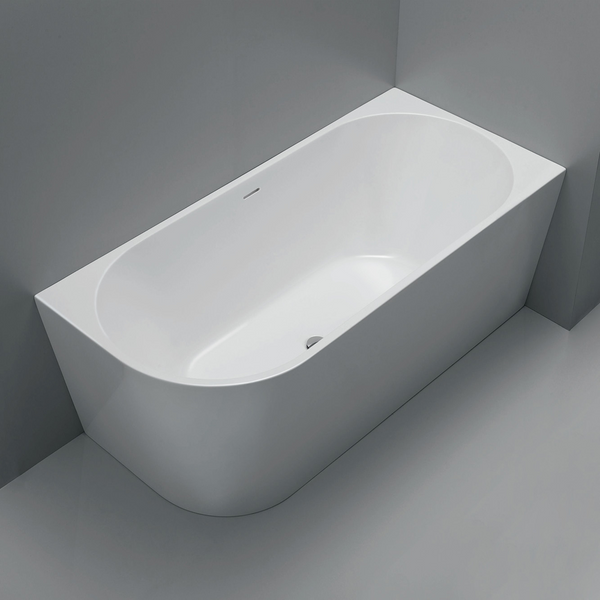 Fienza Isabella Left Hand Acrylic Corner Bath 1500mm with Overflow Gloss White