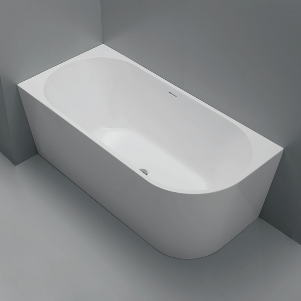 Fienza Isabella Right Hand Acrylic Corner Bath 1500mm with Overflow Matte White