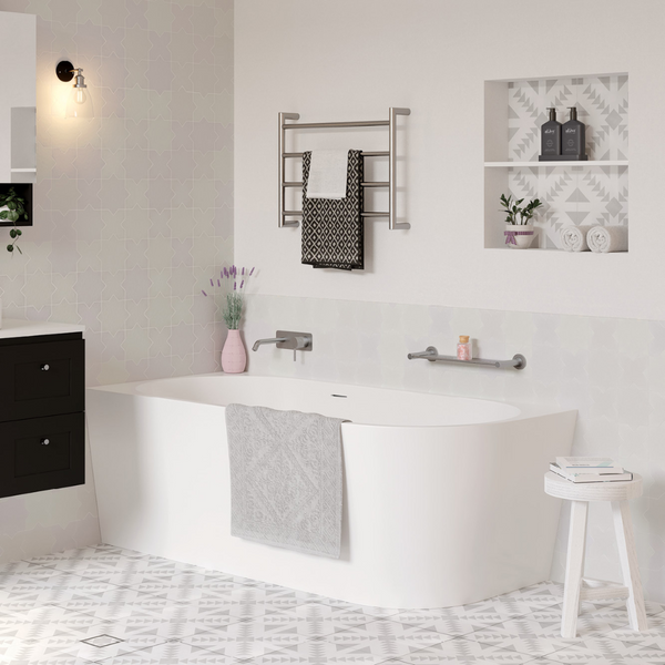 Fienza Isabella Right Hand Acrylic Corner Bath 1700mm with Overflow Gloss White