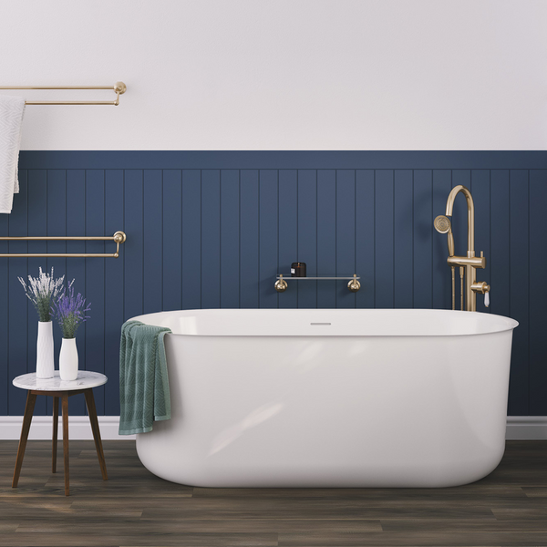 Fienza Windsor Freestanding Acrylic Bath 1500mm with Overflow Gloss White