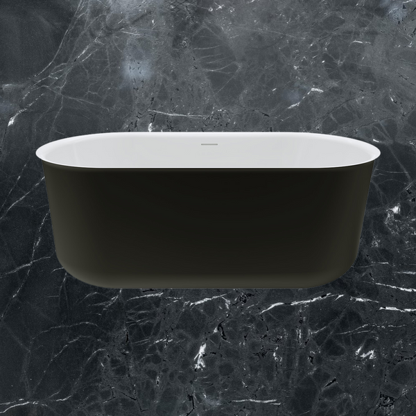 Fienza Windsor Freestanding Acrylic Bath 1500mm with Overflow Matte Black