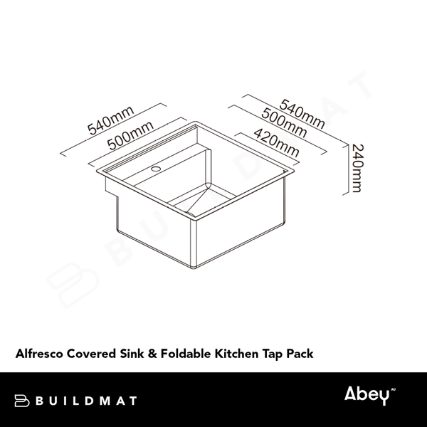 Abey Alfresco Covered Sink & Foldable Kitchen Tap Pack
