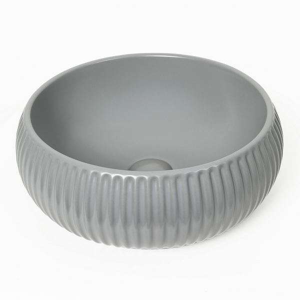 Alma Freya Matte Grey Fluted Ceramic Basin