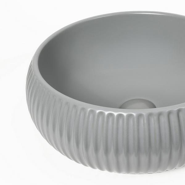 Alma Freya Matte Grey Fluted Ceramic Basin