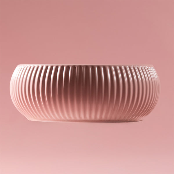 Alma Freya Matte Pink Fluted Ceramic Basin