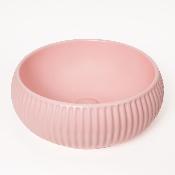 Alma Freya Matte Pink Fluted Ceramic Basin