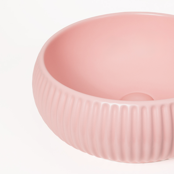 Alma Freya Matte Pink Fluted Ceramic Basin