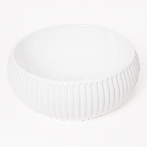 Alma Freya Gloss White Fluted Ceramic Basin