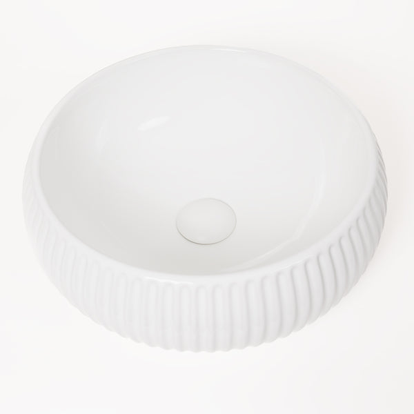 Alma Freya Gloss White Fluted Ceramic Basin