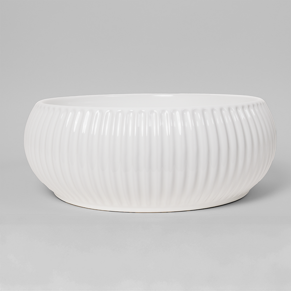 Alma Freya Gloss White Fluted Ceramic Basin