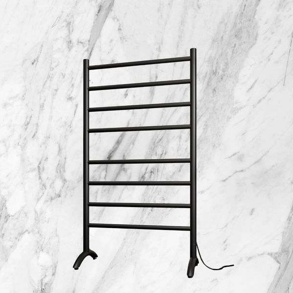 Thermogroup Straight Round Free-Standing Heated Towel Rail Matte Black
