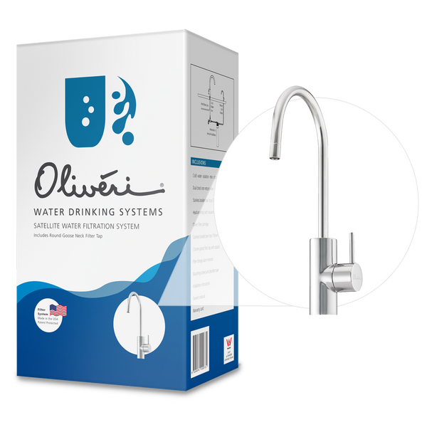 Oliveri Satellite Water Filtration System With Round Goose Neck Filter Tap White
