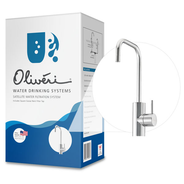 Oliveri Satellite Water Filtration System With Square Goose Neck Filter Tap White
