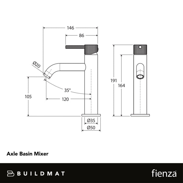 Fienza Axle Basin Mixer Urban Brass