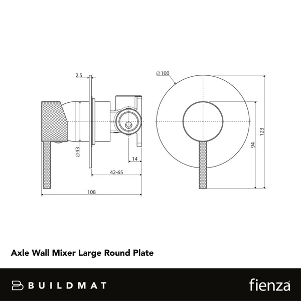 Fienza Axle Wall Mixer Large Round Plate Urban Brass