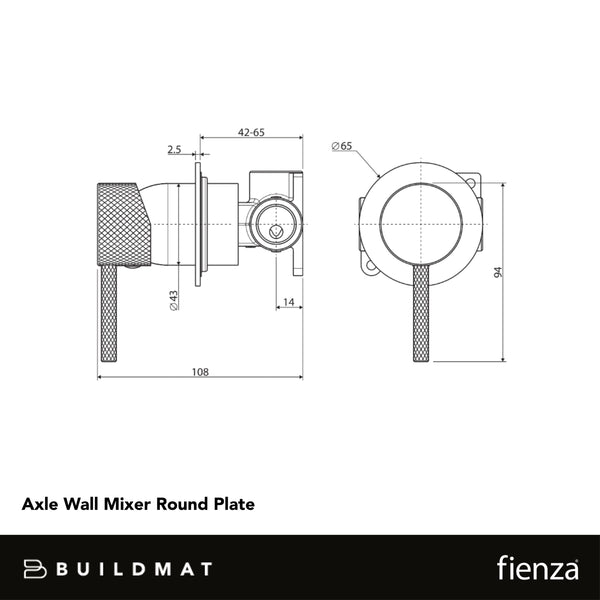 Fienza Axle Wall Mixer Small Round Plate Brushed Nickel