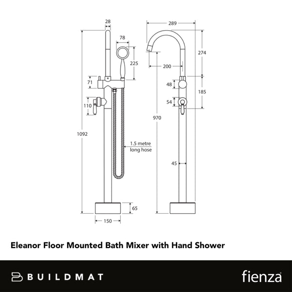 Fienza Eleanor Floor Mixer And Shower Brushed Nickel
