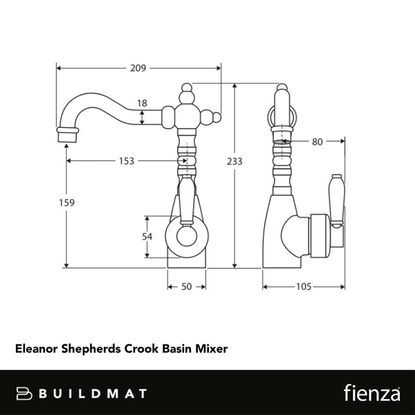 Fienza Eleanor Shepherds Crook Basin Mixer Chrome