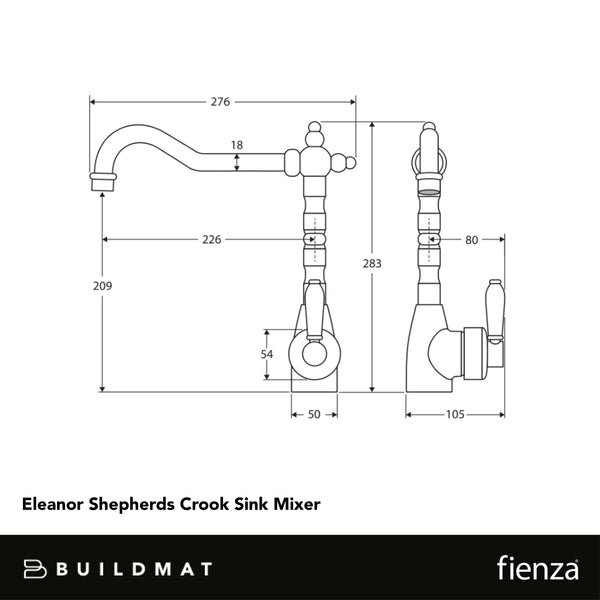 Fienza Eleanor Shepherds Crook Sink Mixer Chrome
