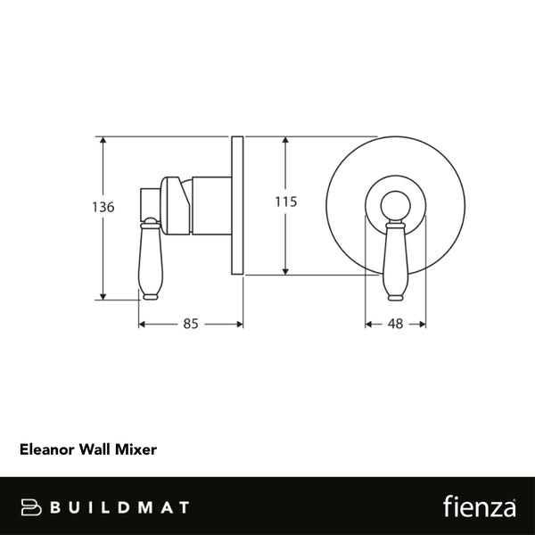 Fienza Eleanor Wall Mixer with Ceramic Handle Polished Chrome Lead Free