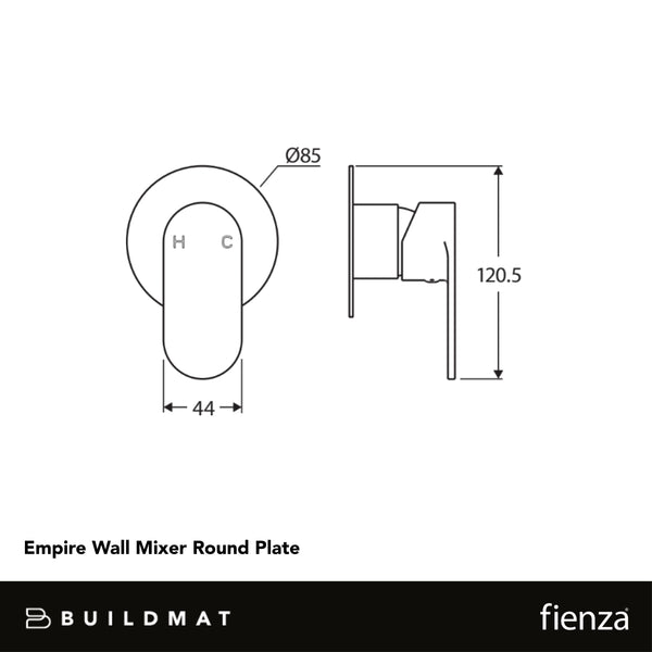 Fienza Empire Wall Mixer Round Plate Chrome