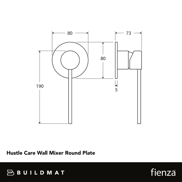 Fienza Hustle Care Wall Mixer Round Plate Matte Black