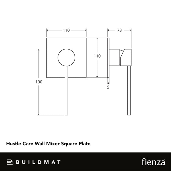 Fienza Hustle Care Wall Mixer Square Plate Matte Black