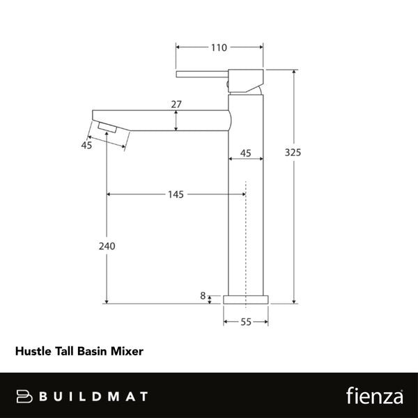 Fienza Hustle Tall Basin Mixer Matte Black