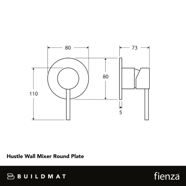 Fienza Hustle Wall Mixer Round Plate Matte Black