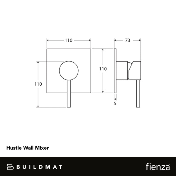 Fienza Hustle Wall Mixer Square Plate Matte Black