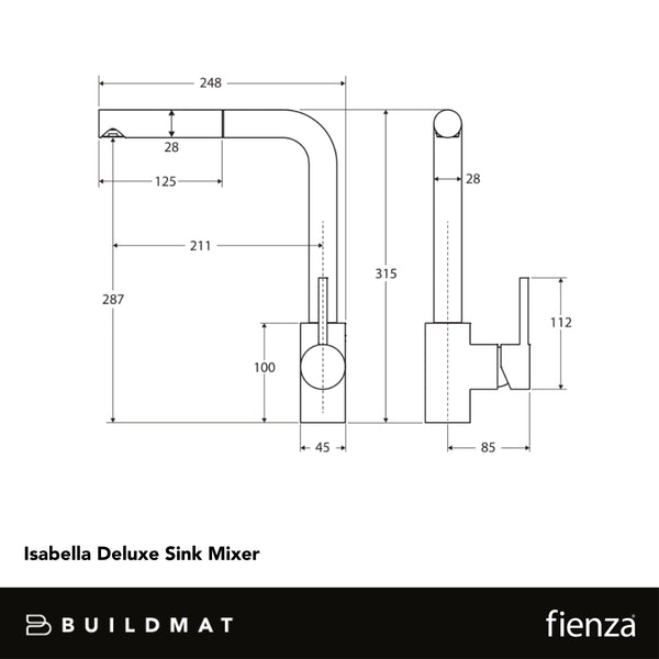 Fienza Isabella Deluxe Pull Out Kitchen Mixer Brushed Nickel