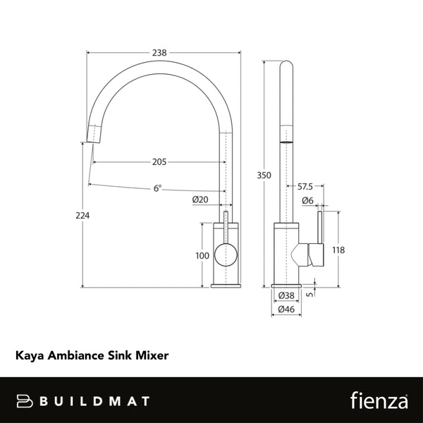 Fienza Kaya Ambience Sink Mixer Matte Blossom
