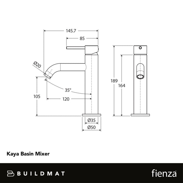Fienza Kaya Basin Mixer Matte Black