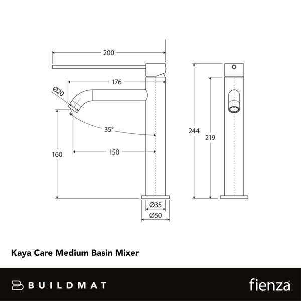 Fienza Kaya Care Medium Basin Mixer Gun Metal