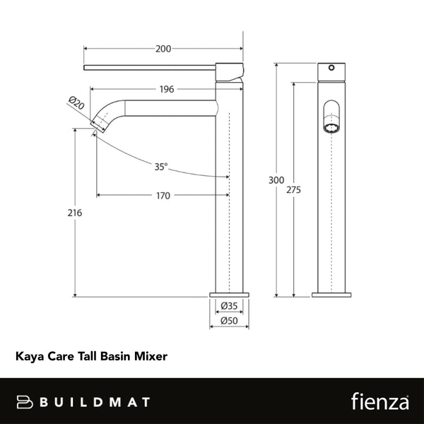 Fienza Kaya Care Tall Basin Mixer Gun Metal