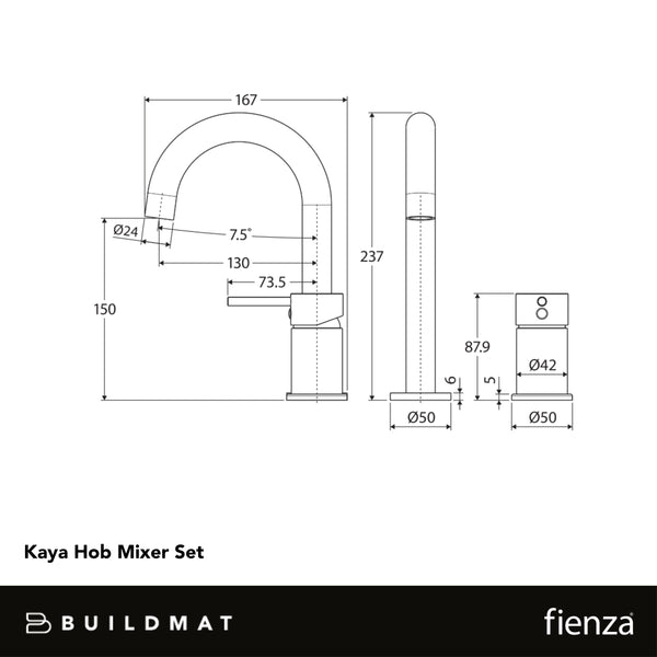Fienza Kaya Hob Mixer Set Matte Black