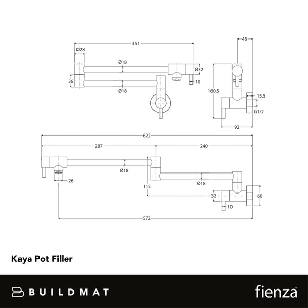 Fienza Kaya Pot Filler Gun Metal
