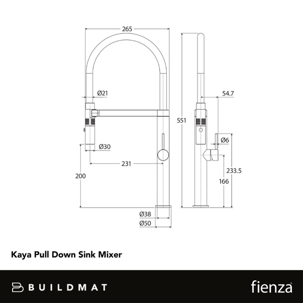 Fienza Kaya Pull Down Sink Mixer Matte Black