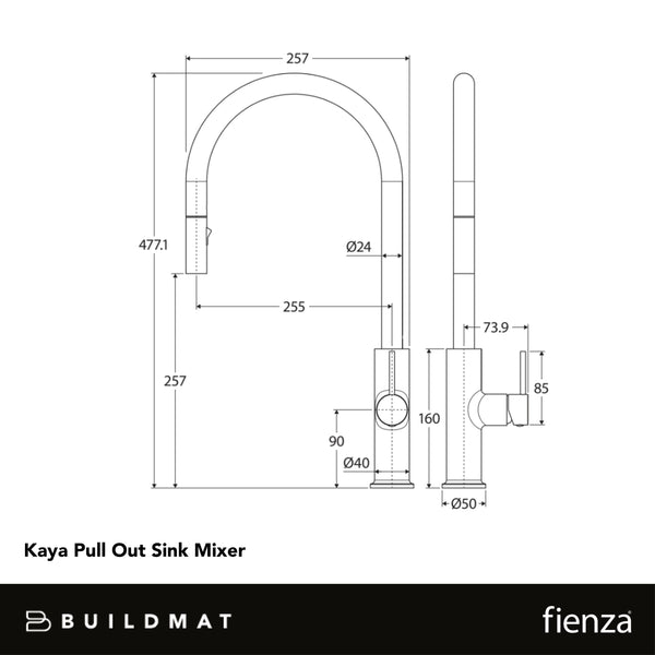 Fienza Kaya Pull Out Sink Mixer Brushed Nickel Lead Free