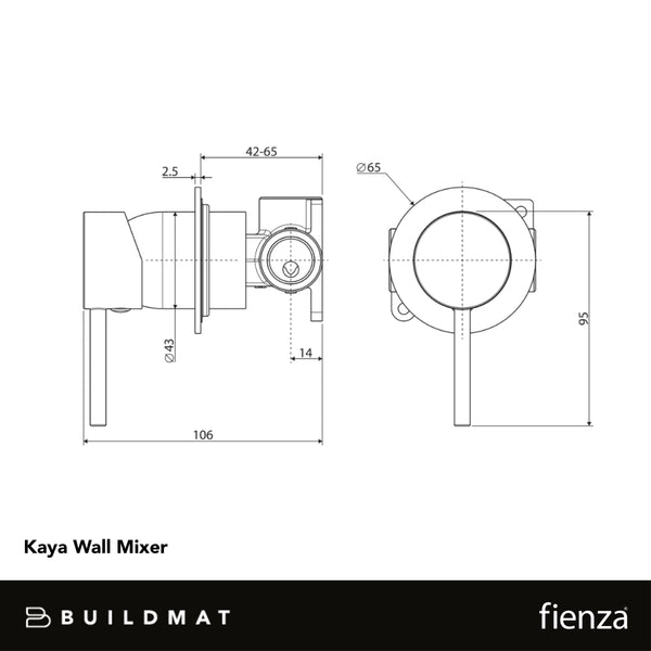 Fienza Kaya Wall Mixer Small Round Plate Matte White