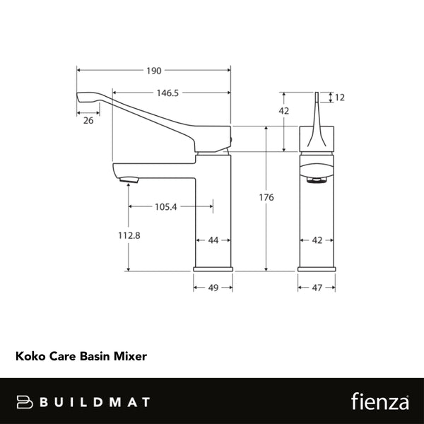 Fienza Koko Care Basin Mixer Matte Black